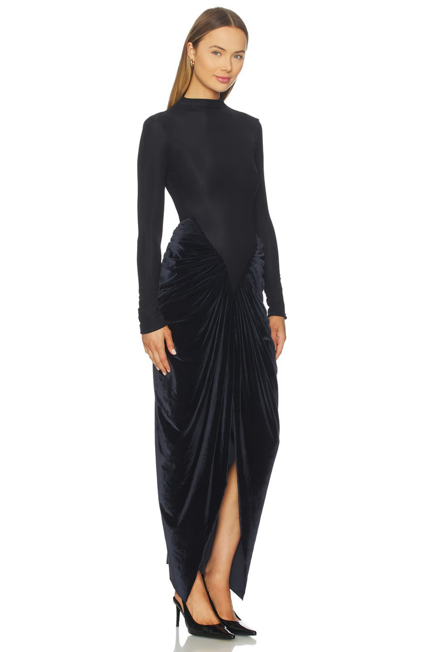 Selora | Obsidian Draped Maxi Dress
