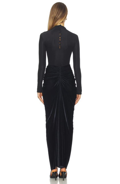 Selora | Obsidian Draped Maxi Dress