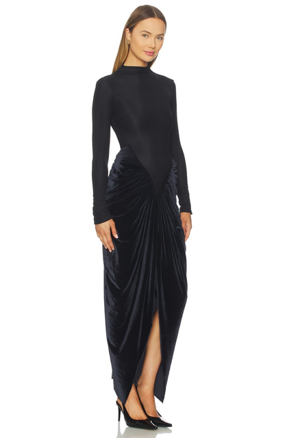 Selora | Obsidian Draped Maxi Dress